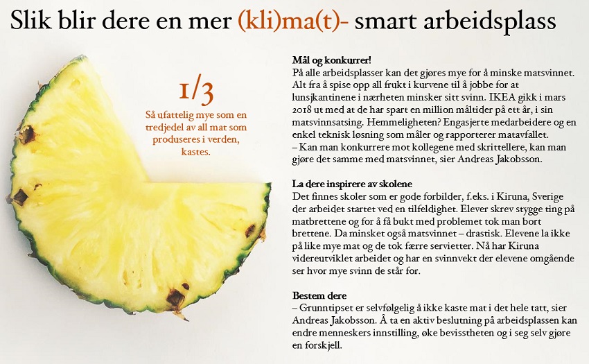 1 / 3. skive ananas illustrerer matavfallet på arbeidsplassen | Coor